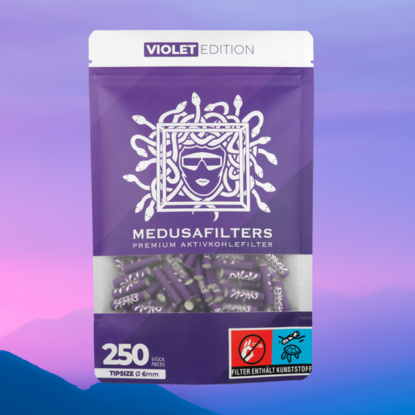 250er Medusa Filter Aktivkohlefilter 6mm Aktiv Cellulose Tip Violet Edition
