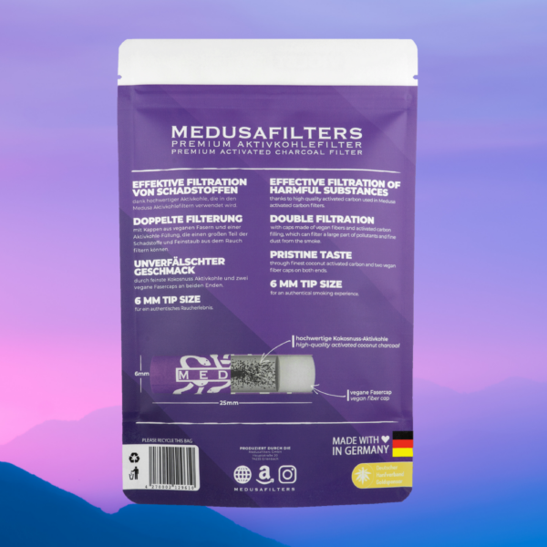 250er Medusa Filter Aktivkohlefilter 6mm Aktiv Cellulose Tip Violet Edition – Bild 2